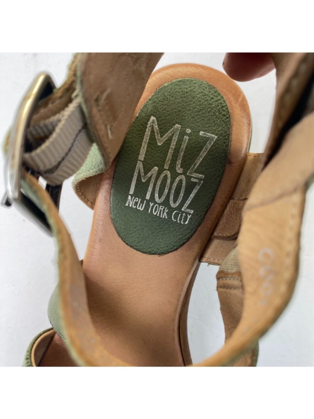 Miz Mooz Coolidge Womens Green Leather Heeled Sandals Shoes Boho Western 38 - Picture 9 of 10